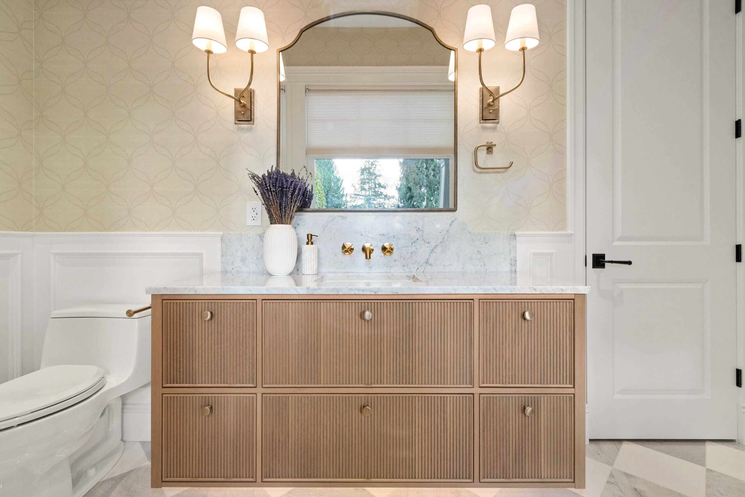 Luxury traditional powder room bathroom